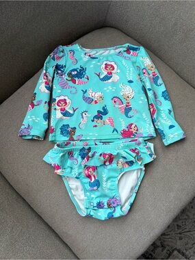 Hatley Aqua Mermaid Long-Sleeve Rashguard Set